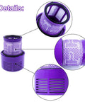 Upgraded Version 3 Pack Pro Grade HEPA Replacement V10 Filters with purple mesh design and detailed inserts visible