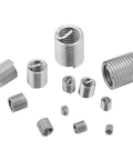 Stainless Steel Wire Thread Insert Kit, 60 Pcs, Metric M8 M10 Thread Repair Inserts scattered on white background