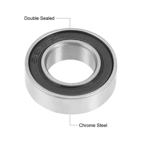 Built Tough Double Sealed Deep Groove Ball Bearings 9X17X5MM Chrome Steel Miniature Rollers visible with double seal and chrome steel.