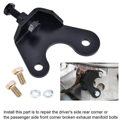 Built Tough Exhaust Manifold Bolt Repair Bracket Fits Chevy Gmc Silverado Sierra Yukon Denali 4.8L 5.3L 6.0L 6.2L Trucks driver rear passenger front view.