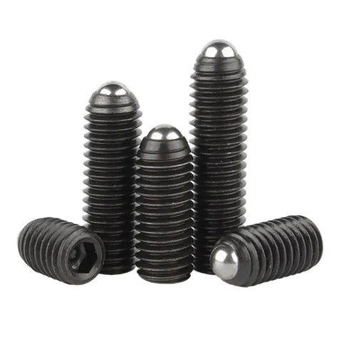 Top Shelf Hex Socket Spring Plunger Set Screw Precision Ball Grub Point Positioning Fastener Grade 12.9 Carbon Steel And 304 Stainless Built Tough No Wiggle Room Quick Install Kit with ball points and hex sockets.