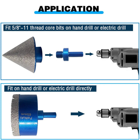 3 Pcs 2 Inch Diamond Beveling Chamfer Bits With 5/8-11 Thread Adapter And 4/5 Inch Diamond Finger Milling Bits Straight Cutter diagram