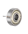 Close-up of a 25pcs 625ZZ Deep Groove Ball Bearings 5mm Bore 16mm OD 5mm Thick Carbon Steel Double Shielded ABEC3 Z1 Bearing for Motors.