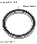 Model 6810-2RS Deep Groove Ball Bearing, 50mm Inner Dia, 65mm OD, 7mm Bore, Chrome Steel, Double Sealed