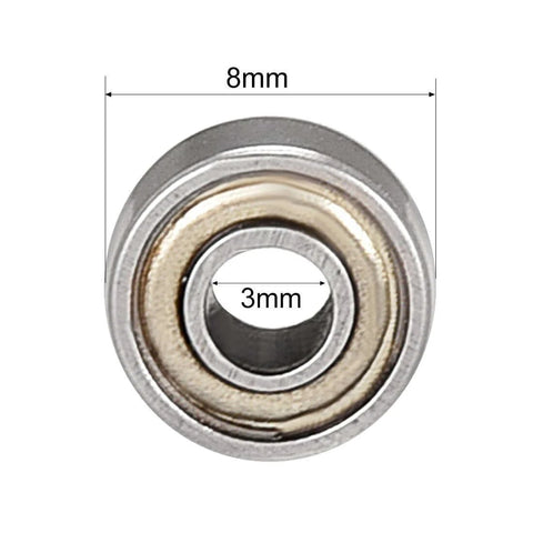 Front view of 693ZZ Deep Groove Ball Bearing Double Shield 693-2Z 2080093, showing 3mm bore and 8mm outer diameter, carbon steel.