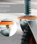 Close-up of a 6 Inch Gate Caster with 360 Degree Rotation Spring Loaded Heavy Duty Fence Gate Wheels showing nozzle design.