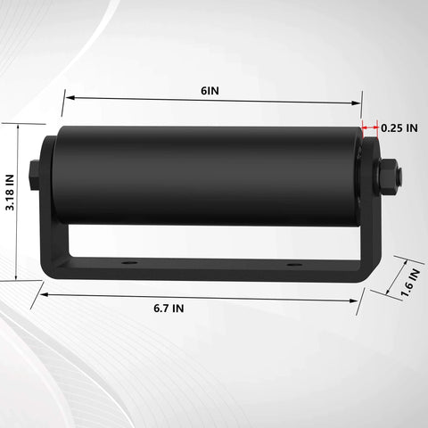 6 Inch Sliding Gate Guide Rollers 2 Pack with C Post Welded Bracket Heavy Duty Hard Nylon Rollers dimensions illustration.