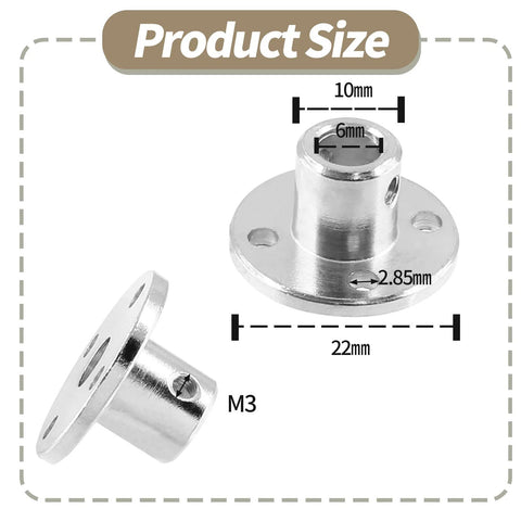 Dimension view of 4 Piece 6mm Flange Coupling Connector Set With Rigid Shaft Hub and Wrench for RC Motors.