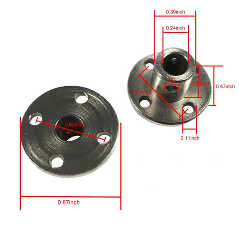 2 Pack 6mm Flange Couplings With M3 Screws And Wrench For DIY Shaft Assembly with size annotations for precise measurement.