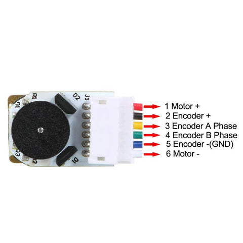 6V 1000RPM DC Gear Motor with Encoder Speed Velocity Measurement for Mini Car showing wiring terminals and encoder disc