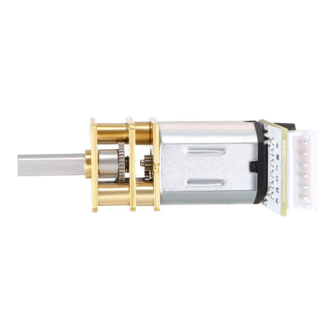 Side view of a 6V 1000RPM DC Gear Motor with Encoder Speed Velocity Measurement for Mini Car Balance Motor Encoder DIY, showing gears and shaft.