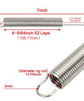 Diagram of a 7 inch (2Pcs) Stainless Steel Replacement Recliner Sofa Chair Mechanism Tension Spring - Long Neck Hook Style with measurements.