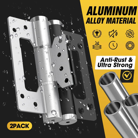 Close-up of 5 Pack Non-Mortise Door Hinges With Automatic Closing, Spring Hinge, Hydraulic Buffer, silver aluminum alloy, anti-rust