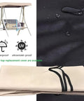 Waterproof Outdoor Swing Canopy Replacement For 2 To 3 Seater Universal Patio Cover Khaki 79x49 Inches, close-up of fabric texture