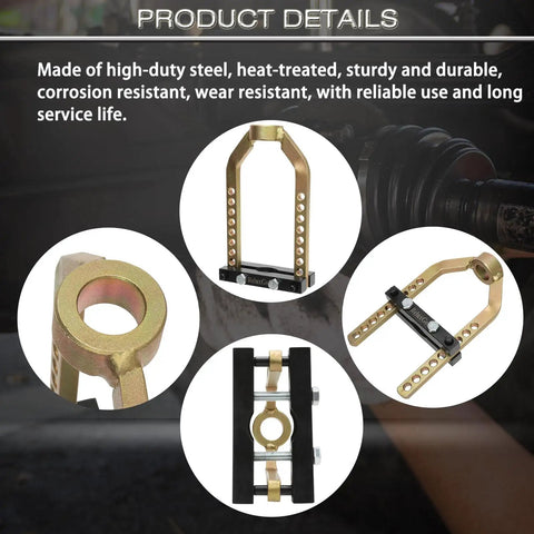 Universal CV Joint Puller and Propshaft Separator Tool showing metal construction and adjustable clamp design for axle removal.