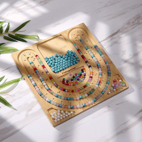 Bamboo Bead Board for Jewelry Making With 3 U Shaped Grooves And 4 Storage Slots For Necklace And Bracelet Beading DIY Jewelry Crafting Gear Supplies Kit