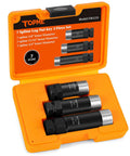 3 Piece 7 Spline Lug Nut Socket Set Built Different With Universal Wheel Bolt Sizes And Patented Alloy Collar For Max Torque and Rock Solid Grip Every Single Time You Hit The Road in orange case.
