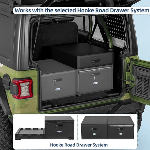 Modular Overland Rugged Drawer Toolbox For Jeep Wrangler JK JL Unlimited 4 Door And Ford Bronco 4 Door rear view installed