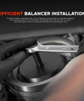 Close-up of GM Harmonic Balancer Puller And Crank Pulley Install Tool in use on engine, showcasing efficient installation.