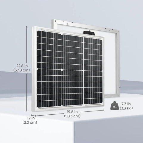 50 Watt Monocrystalline Solar Panel Delivers 22 Percent High Efficiency Straight To Your Setup, showing dimensions and design details.