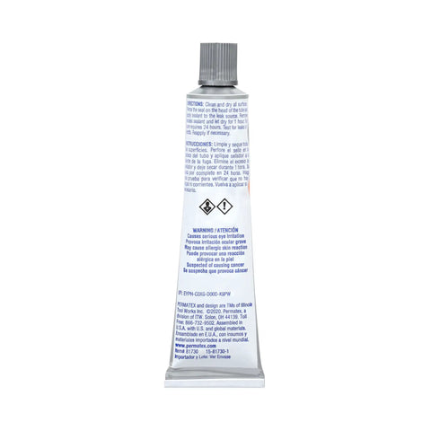 Back view of Flowable Silicone Windshield And Glass Sealer 1.5 Oz tube, clear for auto glass windows, with instructions visible.