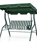 Three Person Porch Swing With Canopy And Removable Cushions, Heavy Duty Powder Coated Steel Frame, Outdoor Patio Swing, Green