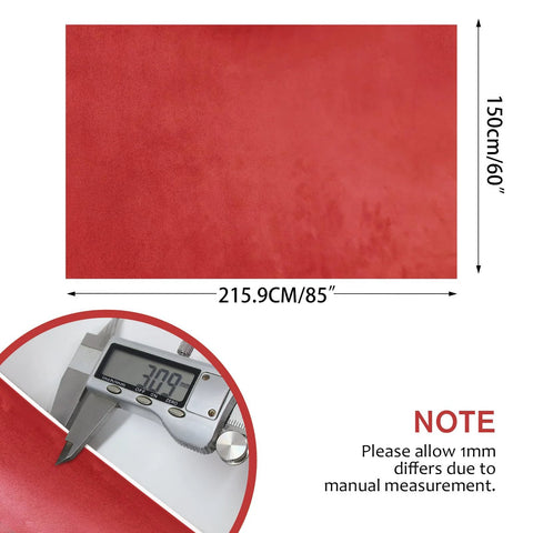Suede headliner fabric with foam backing for automotive interiors, red, 85 x 60 in (215.9 x 150 cm).