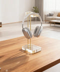 Crystal Clear Acrylic Headphone Stand With Gold Hardware Dope Look Ultra Sturdy Desk Earphone Holder For Gaming Room And Office