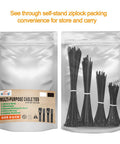 200 Pack Reusable Zip Ties With Assorted Sizes 6 8 10 12 Inches UV Resistant Black Heavy Duty Outdoor Releasable Package