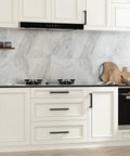 Top Shelf Black Stainless Steel Cabinet Handles And Drawer Pulls featuring modern kitchen design with 12 5/8 inch center spacing.