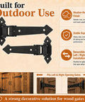 Heavy Duty Gate Hinges With 1100 Lbs Load Rating And Sealed Integrated Ball Bearings For Wooden Or Metal Driveway Gates, weather-resistant design.