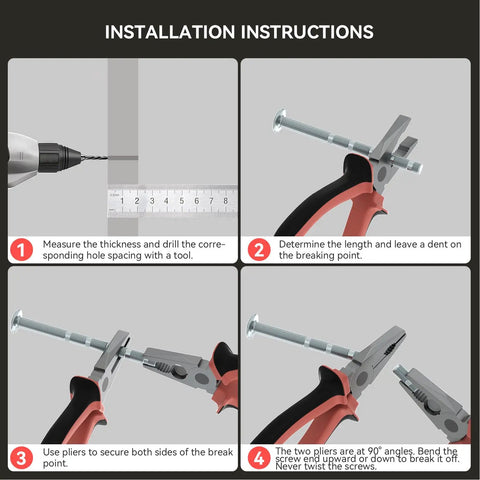 Installation instructions for 30 Pack Gold Cabinet Knobs And Brushed Brass Drawer Pulls demonstrating measuring and securing screws.
