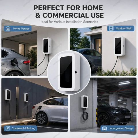 Heavy Duty EV Charger Enclosure With Combo Lock And Cable Keeper, wall mount shell installed in garage and outdoor settings.