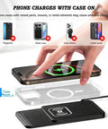 Road Ready Cable Free Wireless Charging Pad For Dodge Charger Daytona Ev 2024 2025 2026 shown charging a smartphone with a case.