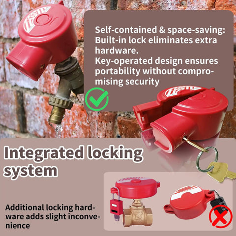 Universal Gate Valve Lockout For Outdoor Faucets And Spigots, Hose Bib Lock For 1 To 2.5 Inch Valves, No Padlock Needed