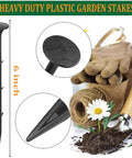Close-up of 80 Pack Plastic Lawn Stakes Six Inch Ground Anchors Spikes Heavy Duty for various lawn and garden uses.