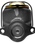 Front view of Gold Brake Master Cylinder Assembly With Pressure Tested SAE J1153 J1154 Performance Cast Iron And Aluminum Construction.