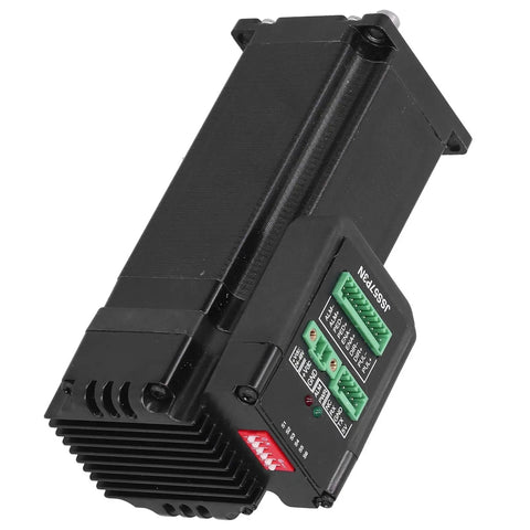 Built Different Integrated Closed Loop Stepper Motor With Zero Drama Thermal Management and Rock Solid Step Accuracy for Serious Engineering Applications and Pro Motion Projects, angled view showcasing control connectors.