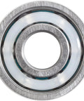 Bones Big Balls Reds skateboard bearing; close-up view shows metal outer race, white seal, teal inner ring