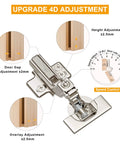 Diagram showing Two Pack Professional Grade Frameless Soft Close Inset Cabinet Hinges With Clip On Mount Speed Adjustable 3 To 8 Seconds