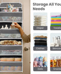 Crush Your Household Grind With This Solid Over The Door Organizer Sporting Four Heavy Duty Shelves And Four Deep Side Pockets Crafted For Flexible Hanging Storage Featuring Reinforced Hooks That Hold Forty Four Pounds Like A Boss, showcasing various storage items like towels and toys.