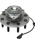 Pair of Premium Front Wheel Bearing and Hub Assemblies for 2003 to 2005 Dodge Ram 2500 and 3500, showing gray metallic hub with ABS sensor.