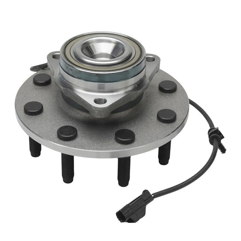 Pair of Premium Front Wheel Bearing and Hub Assemblies for 2003 to 2005 Dodge Ram 2500 and 3500, showing gray metallic hub with ABS sensor.