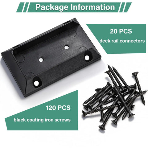 20 Piece Deck Railing Bracket Set Fits 2x4 Wood Posts Actual 1.5 X 3.5 Inches with nylon connectors and 120 screws shown