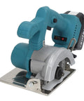 Pro Grade 18V Cordless Circular Saw Delivers Kickass Torque And Lightning Fast 11800 RPM Cuts Slices Hardwood With Ease Using A Rock Solid 4 Inch Blade Adjustable Bevel And Boss Level Handle, close-up view showing motor and blade assembly.