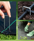 57 Pack 4 Inch Galvanized U Shaped Garden Stakes For Landscaping Ground Yard Fence Projects Heavy Duty 12 Gauge Tent Stakes Pins