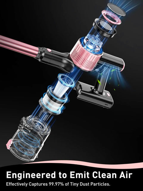 Internal view of Cordless Vacuum Cleaner 8 In 1 With Beastly 45KPa Suction, Lightweight And Easy To Use, filtration system detail