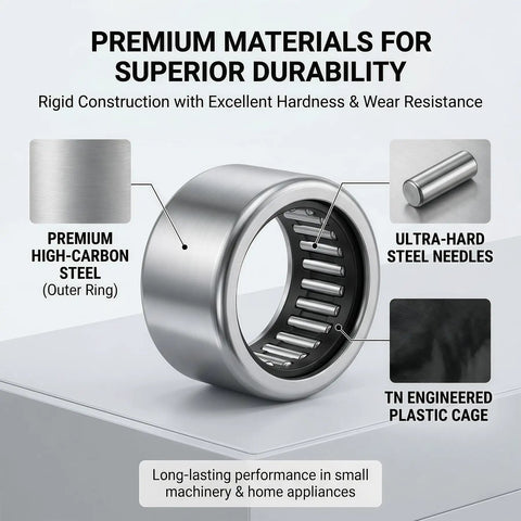 High Performance RC081208 Needle Roller Bearing Five Pack with premium high-carbon steel and ultra-hard steel needles.