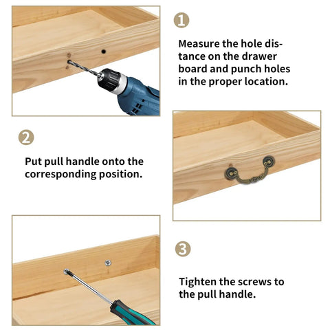 Assembly steps for Badass Vintage Bronze Bail Drop Cabinet Pulls 4 Pack Rustic Drawer Handles for easy installation.