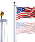 Heavy Duty 25 Foot Flag Pole Kit With 3x5 Foot US Flag Aluminum Outdoor Flagpole With Gold Ball Top for house yard garden